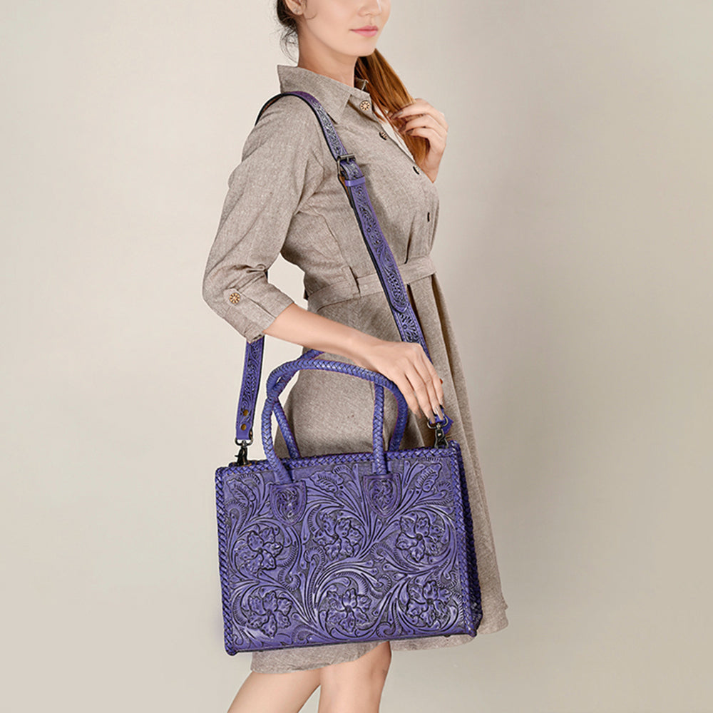 ADBG1131 American Darling Hand Tooled Leather Tote Bag | Western Floral Carved Purse