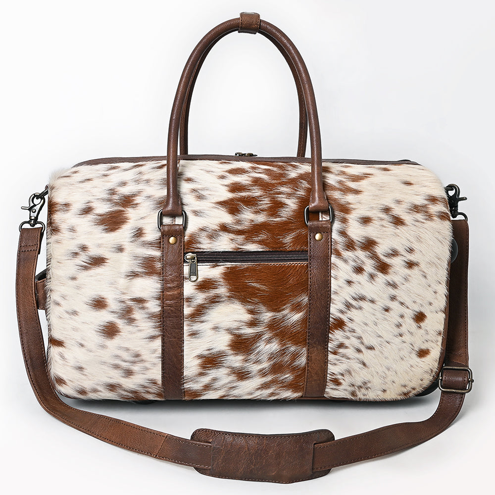 ADBG1245 American Darling Western Hair-On Cowhide Leather Travel Duffle Bag With Wheels