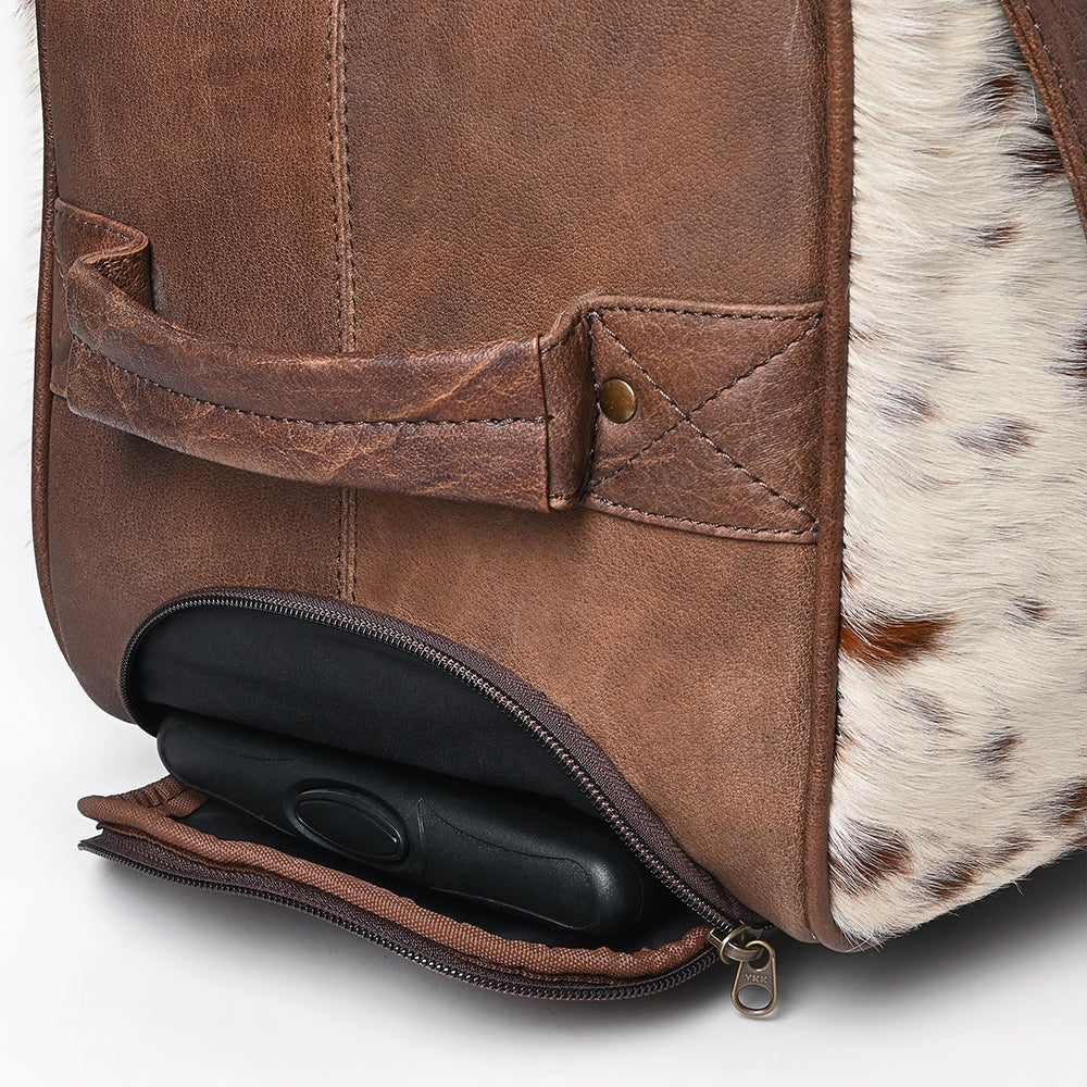 ADBG1245 American Darling Western Hair-On Cowhide Leather Travel Duffle Bag With Wheels