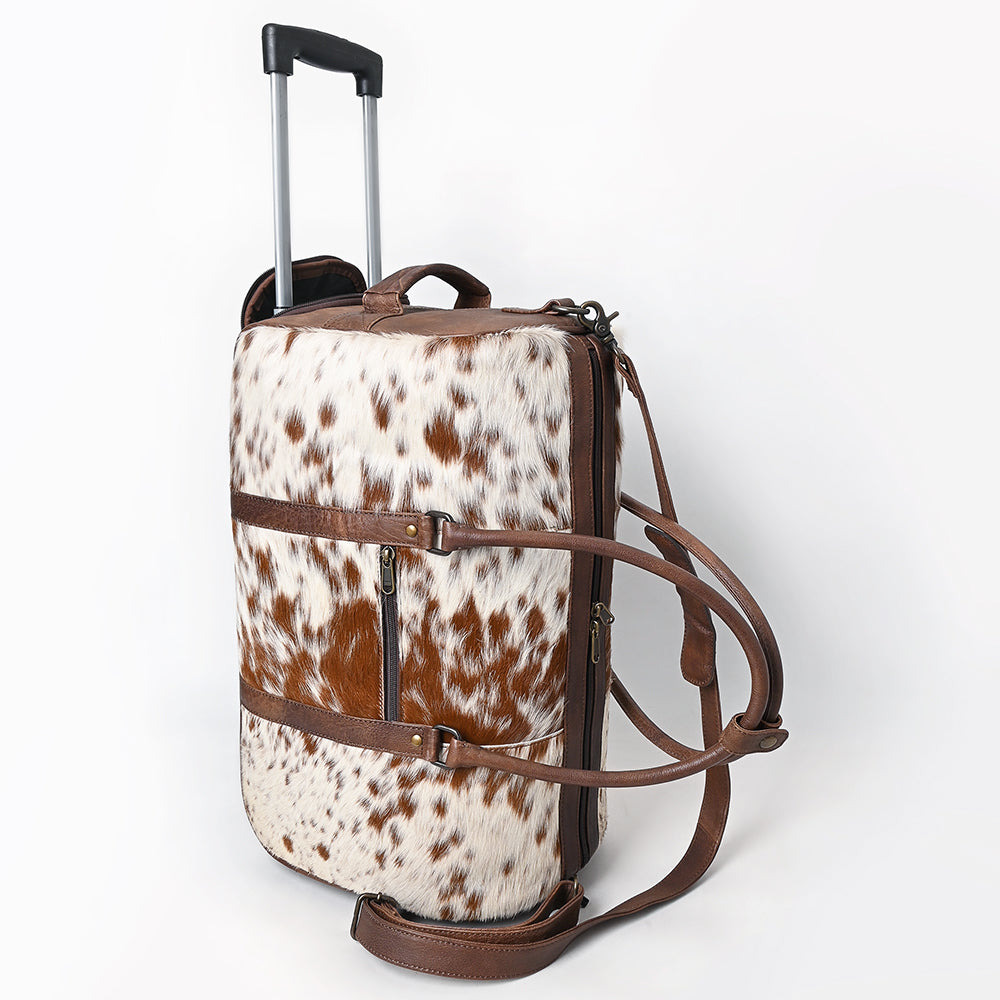 ADBG1245 American Darling Western Hair-On Cowhide Leather Travel Duffle Bag With Wheels