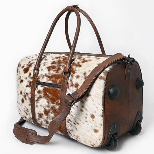 ADBG1245 American Darling Western Hair-On Cowhide Leather Travel Duffle Bag With Wheels