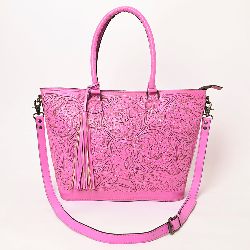 ADBG1246 American Darling Western Hand-Tooled Leather Tote Bag Genuine Floral Carved Tote
