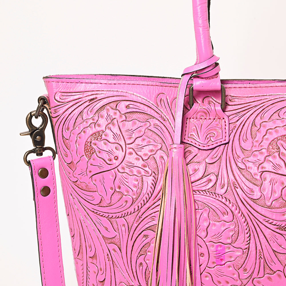 ADBG1246 American Darling Western Hand-Tooled Leather Tote Bag Genuine Floral Carved Tote