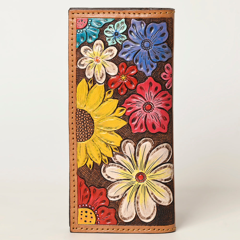 ADBGA429 American Darling Colorful Hand-Tooled Leather Floral Clutch Western Women's Long Clutch