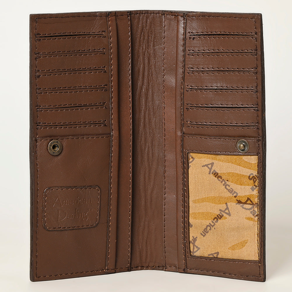 ADBGA429 American Darling Colorful Hand-Tooled Leather Floral Clutch Western Women's Long Clutch