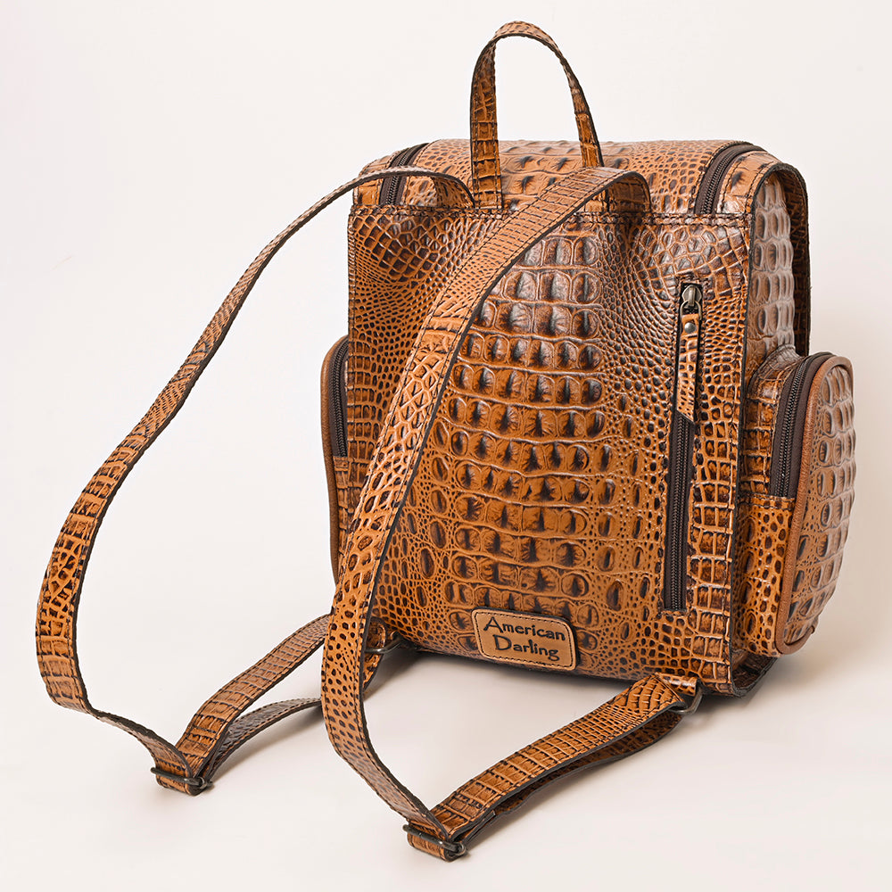 ADBG1250 American Darling Crocodile Embossed Leather Backpack | Western Travel Bag