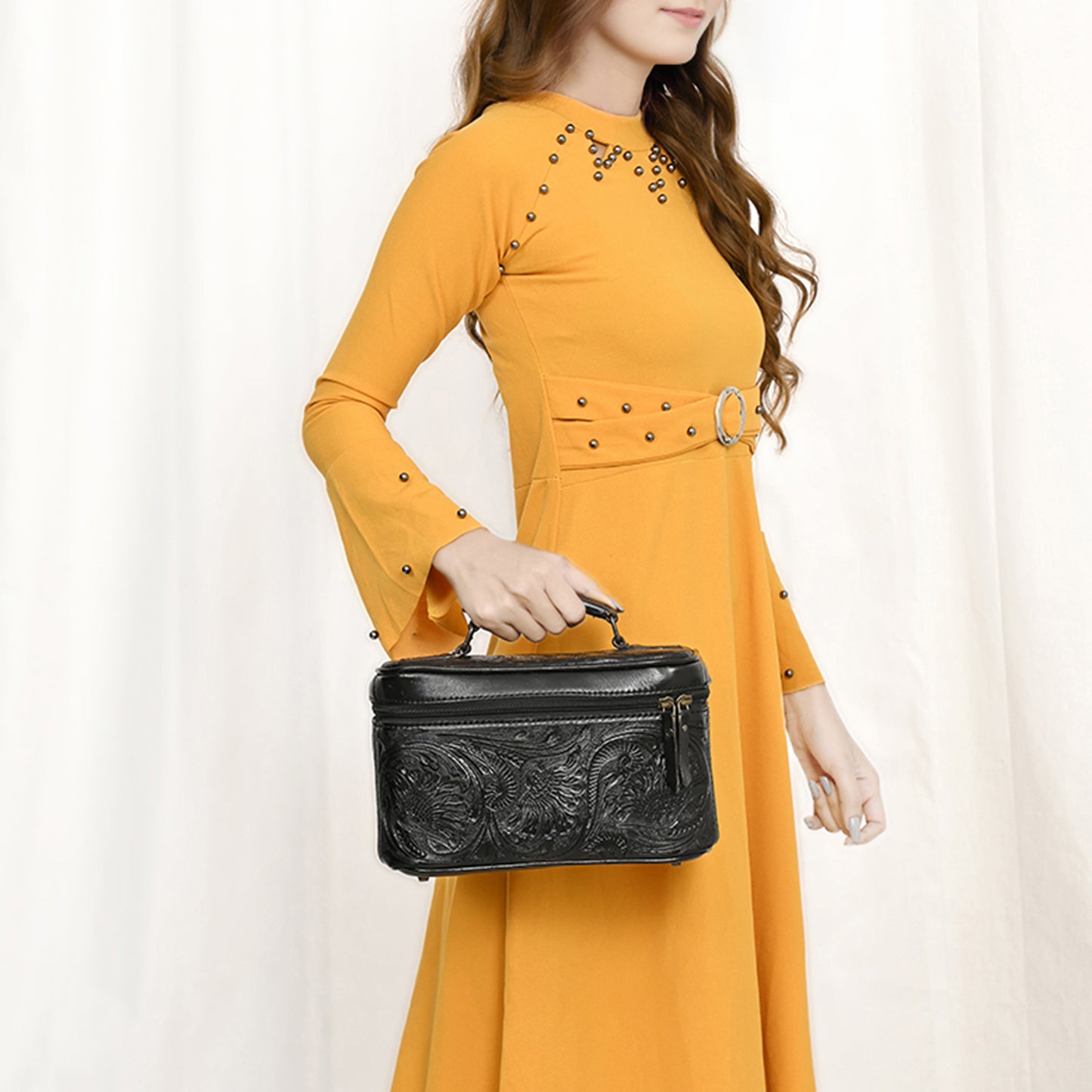 ADBG1251 American Darling Hand Tooled Leather Jewelry Case | Western Travel Bag