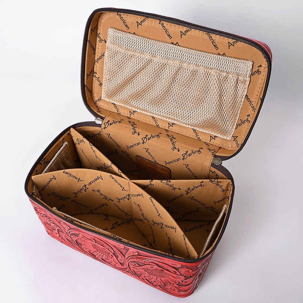 ADBG1251 American Darling Hand Tooled Leather Jewelry Case | Western Travel Bag