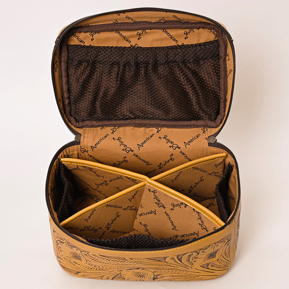 ADBG1251 American Darling Hand Tooled Leather Jewelry Case | Western Travel Bag