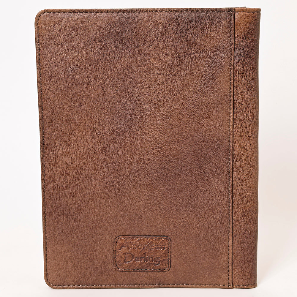 ADBG1266 American Darling Hand-Tooled Genuine Leather Western Portfolio Bag - Floral Carved Document Case