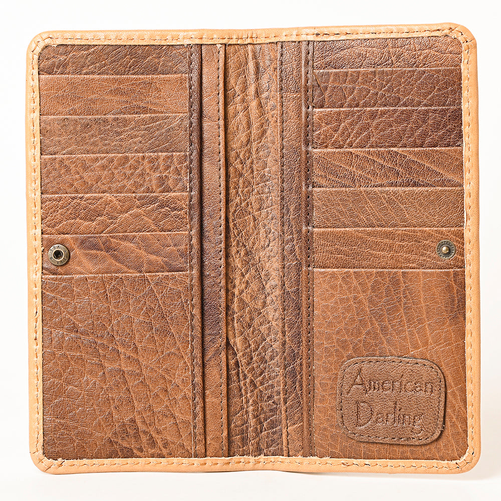 ADBG1269 American Darling Hand-Tooled Genuine Leather Western Wallet Handbag - Floral Carved Women’s Wallet