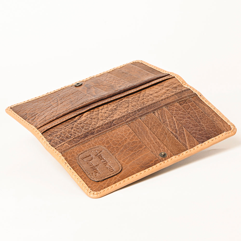 ADBG1269 American Darling Hand-Tooled Genuine Leather Western Wallet Handbag - Floral Carved Women’s Wallet