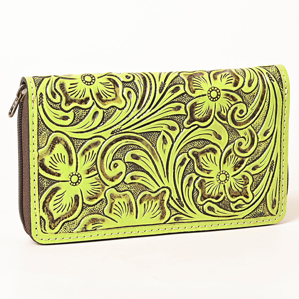 ADBG1271 American Darling Neon Tooled Leather Wallet | Floral Carved Clutch