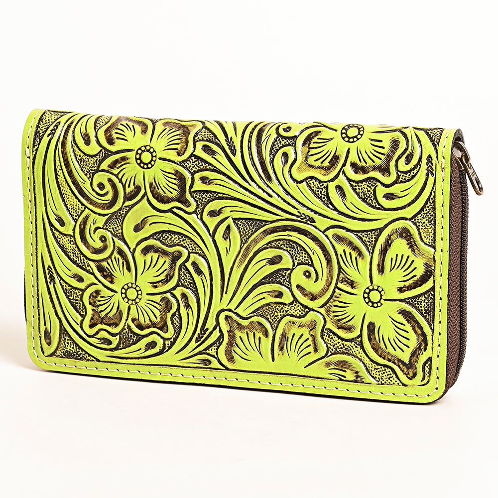 ADBG1271 American Darling Neon Tooled Leather Wallet | Floral Carved Clutch