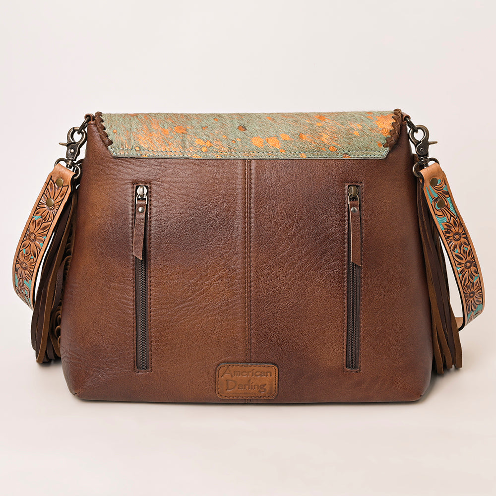 ADBG1273 American Darling Cowhide Fringe Crossbody | Tooled Leather Bag