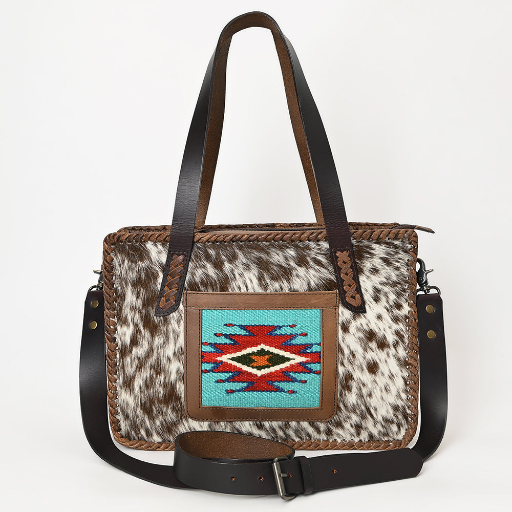 ADBG1278 American Darling Cowhide Tote Bag | Saddle Blanket Accent Western Purse