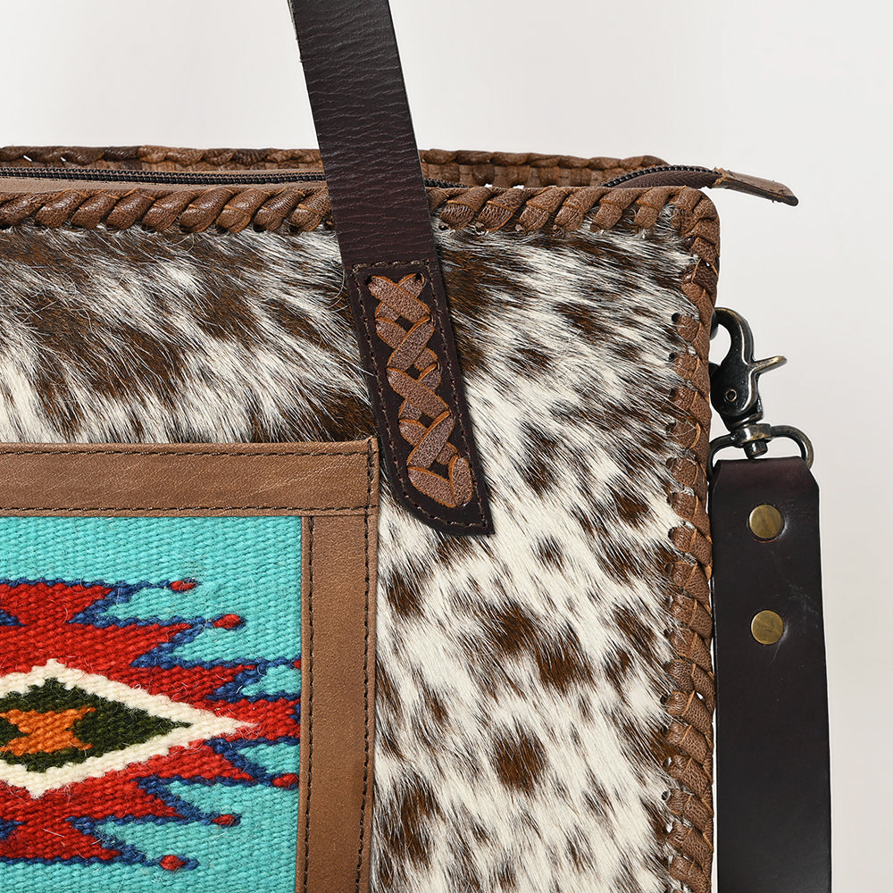 ADBG1278 American Darling Cowhide Tote Bag | Saddle Blanket Accent Western Purse