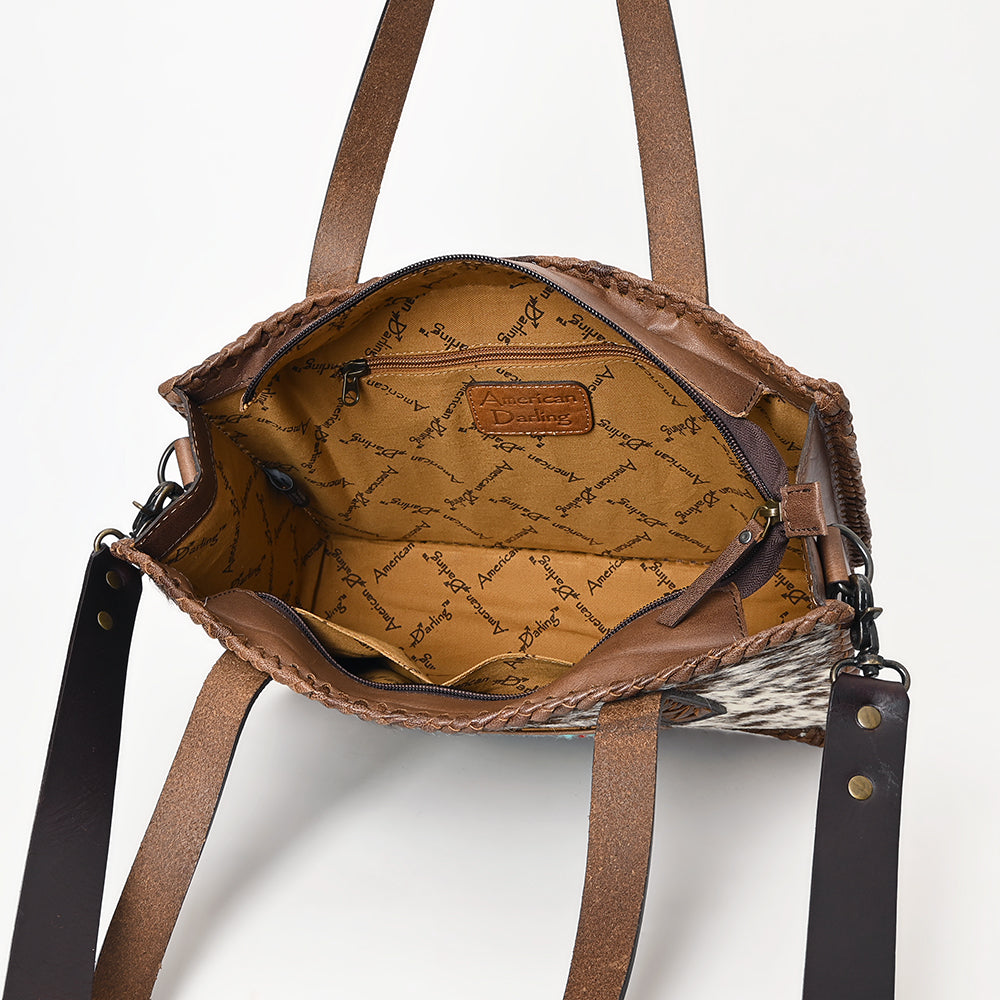ADBG1278 American Darling Cowhide Tote Bag | Saddle Blanket Accent Western Purse