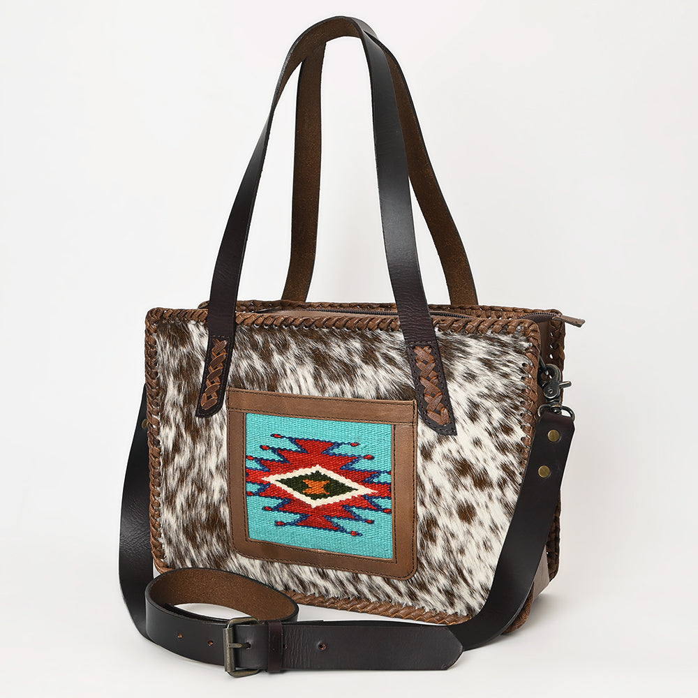 ADBG1278 American Darling Cowhide Tote Bag | Saddle Blanket Accent Western Purse
