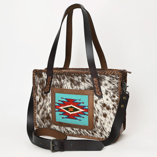 ADBG1278 American Darling Cowhide Tote Bag | Saddle Blanket Accent Western Purse