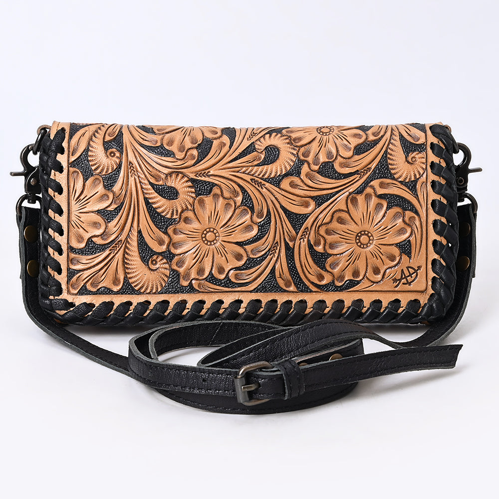 ADBG1280 American Darling Tooled Leather Crossbody Wallet | Braided Western Bag