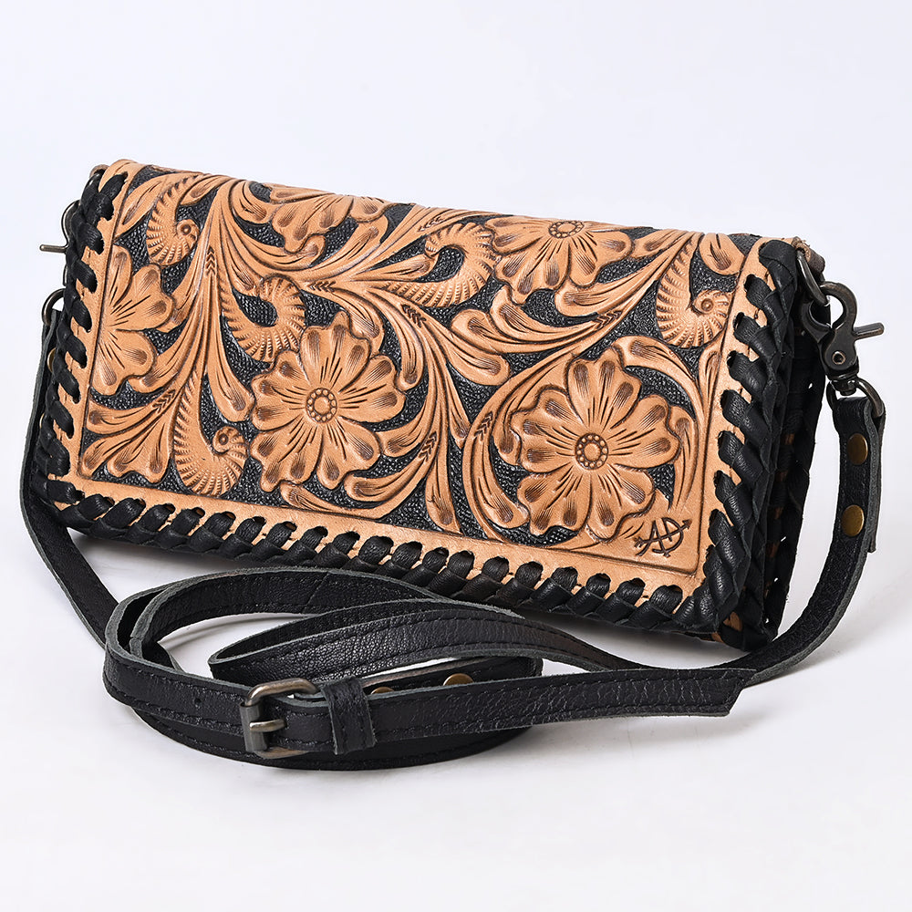 ADBG1280 American Darling Tooled Leather Crossbody Wallet | Braided Western Bag