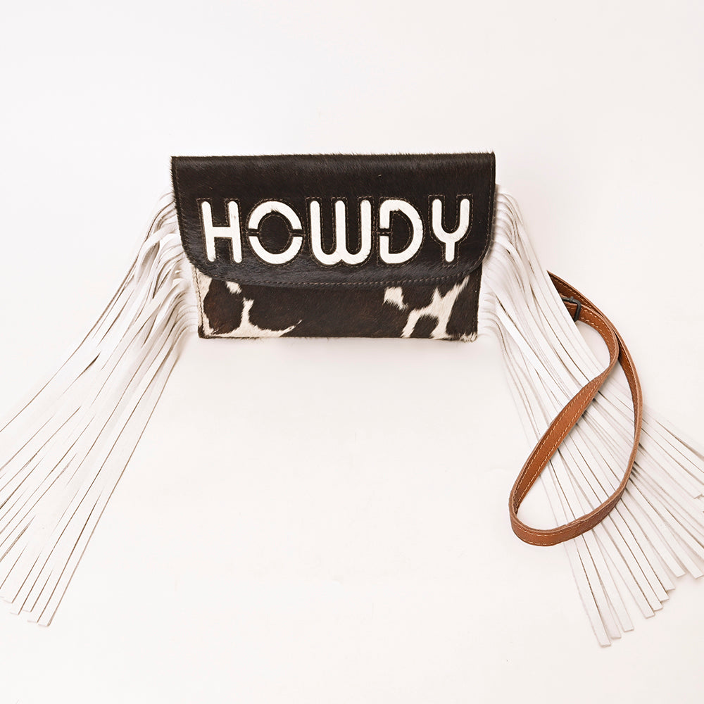 ADBG1282 American Darling Western Leather Wallet Bag with Hair-On Cowhide & Fringe