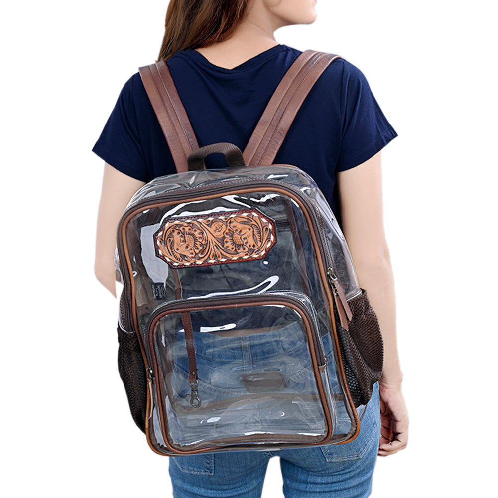 ADBG1285 American Darling Tooled Leather Clear Backpack | Western Stadium Bag