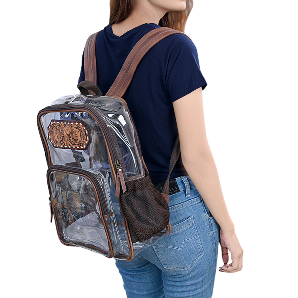 ADBG1285 American Darling Tooled Leather Clear Backpack | Western Stadium Bag