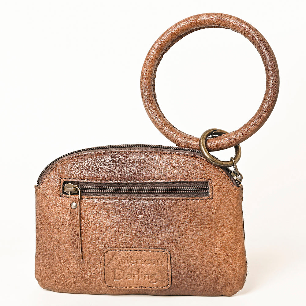 ADBG1287 American Darling Hair-on Cowhide Hand-Tooled Clutch Bag | O-Ring Western Wristlet