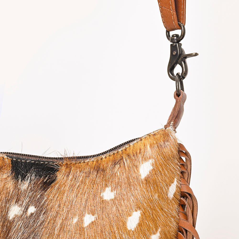 ADBG1289 American Darling Western Hair-On Cowhide Fringe Hobo Bag - Genuine Leather Crossbody