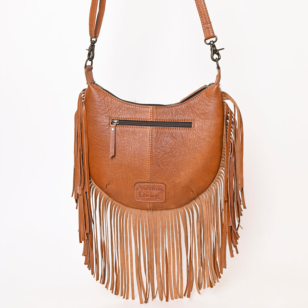 ADBG1289 American Darling Western Hair-On Cowhide Fringe Hobo Bag - Genuine Leather Crossbody