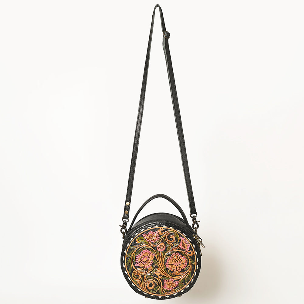 ADBG1188 American Darling Western Tooled Leather Canteen Bag Floral Carved Inlay