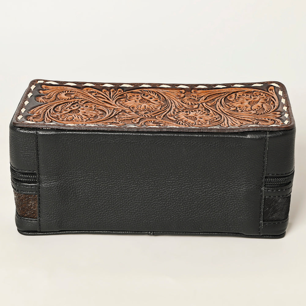 ADBGA453A American Darling Tooled Leather Cowhide Jewelry Accessory Case Western Organizer Box