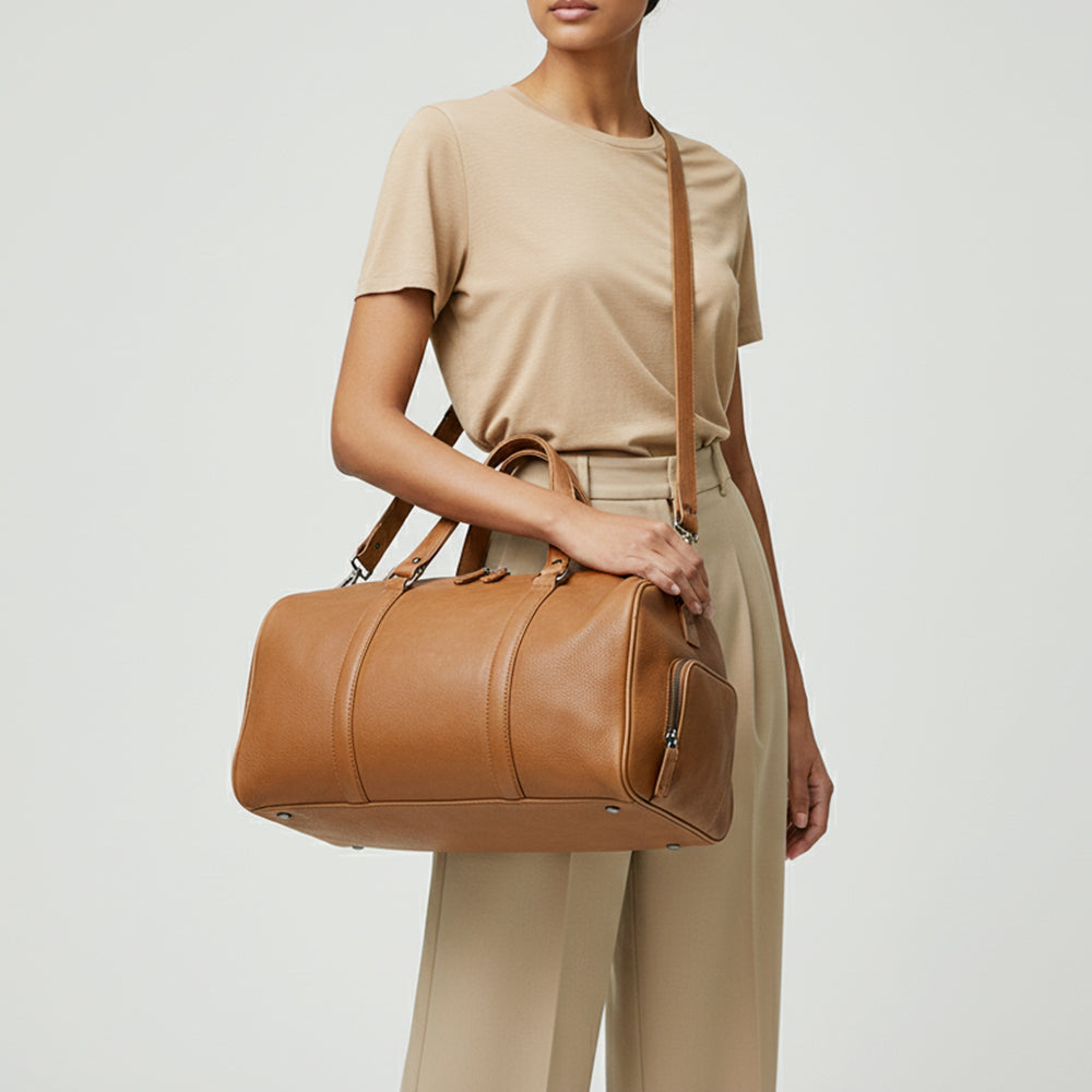 LC-ADBGM390 Leather Duffel Bag - Handmade Full-Grain Western Travel Weekender with Shoulder Strap