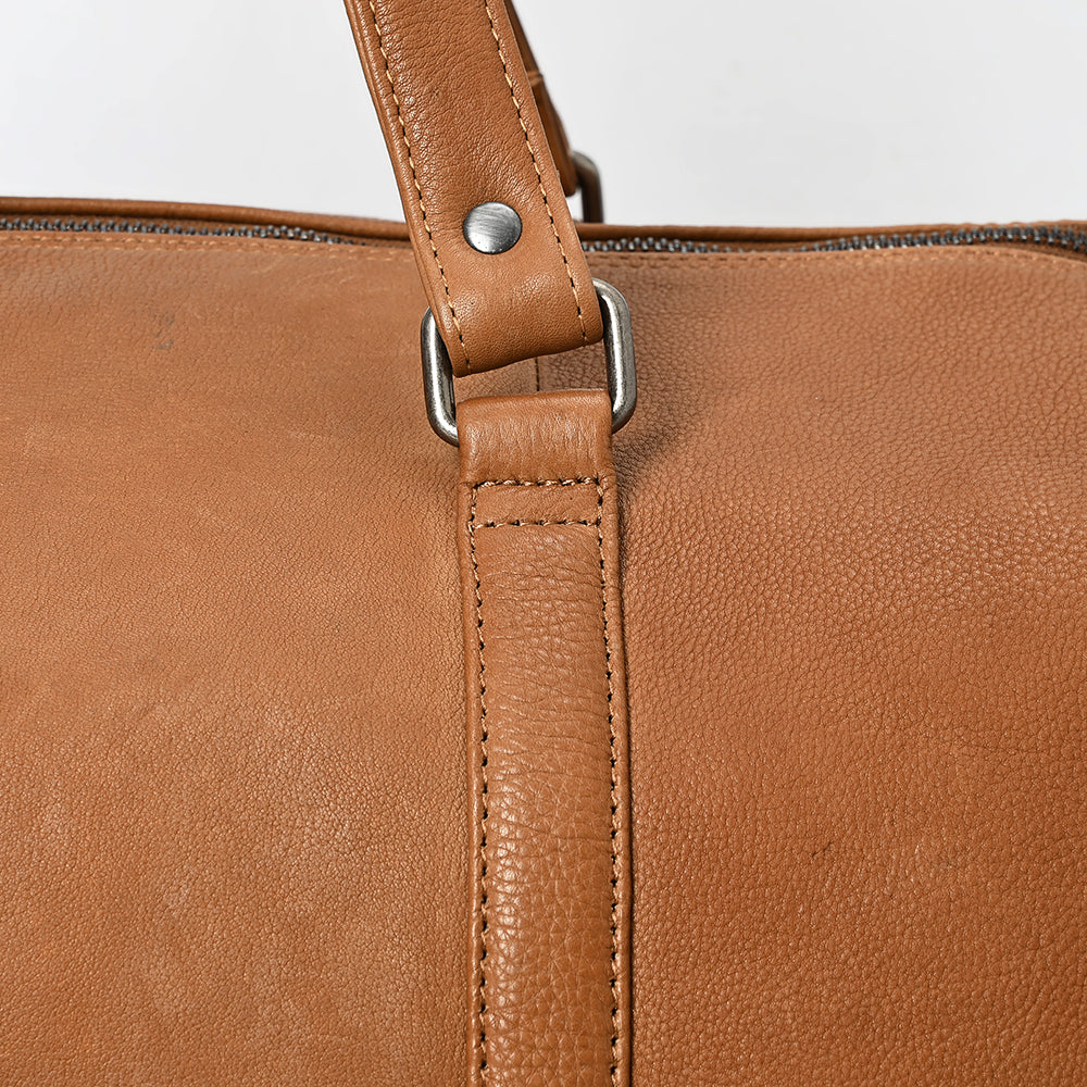 LC-ADBGM390 Leather Duffel Bag - Handmade Full-Grain Western Travel Weekender with Shoulder Strap