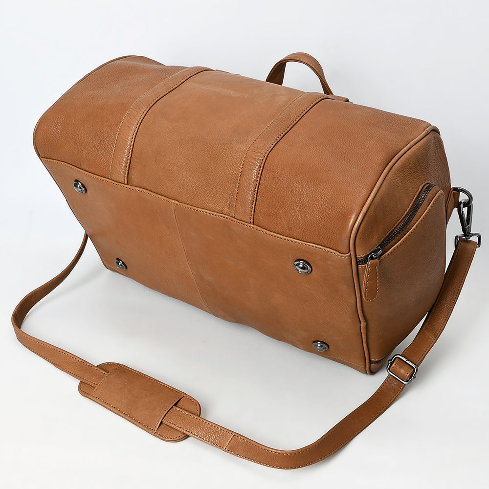 LC-ADBGM390 Leather Duffel Bag - Handmade Full-Grain Western Travel Weekender with Shoulder Strap