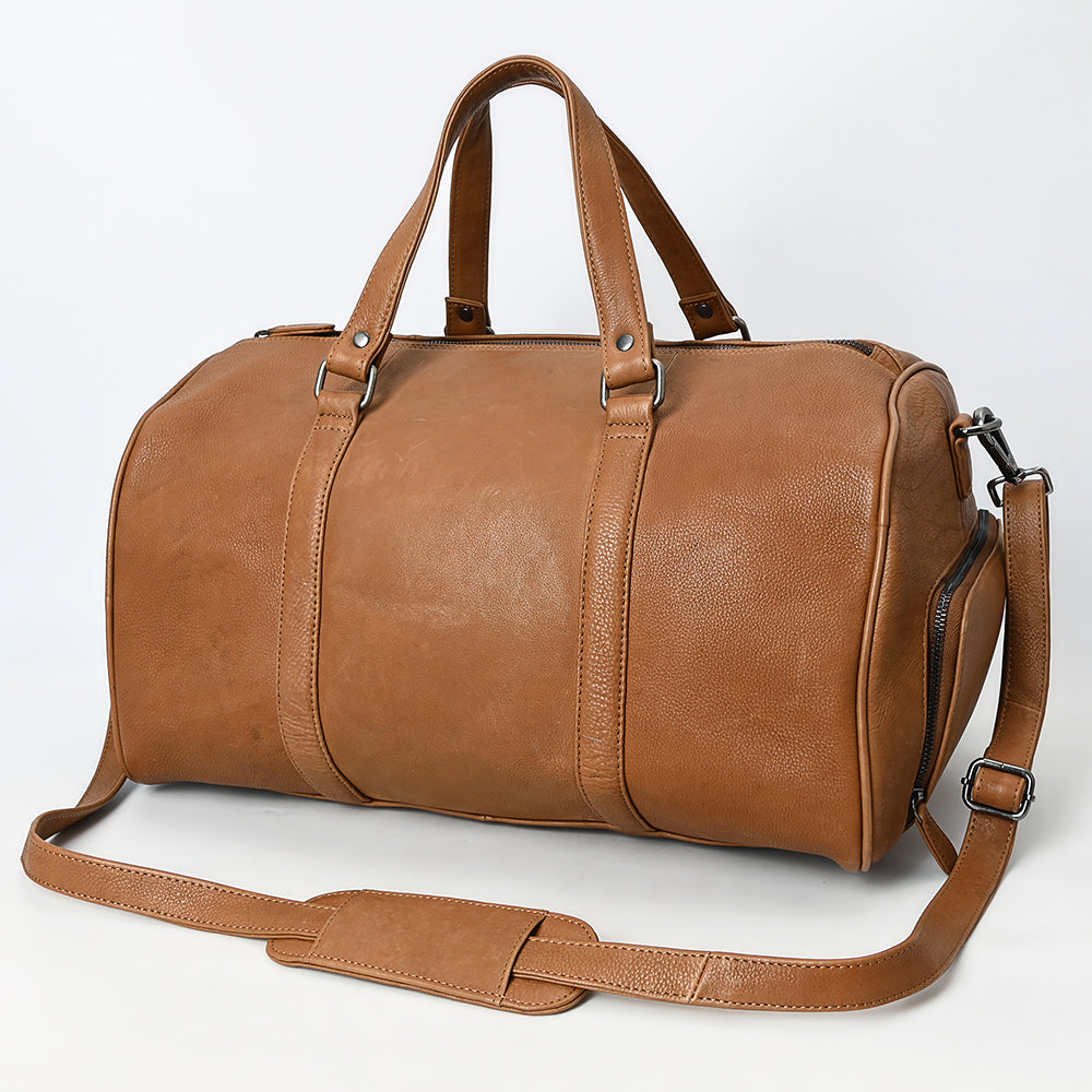 LC-ADBGM390 Leather Duffel Bag - Handmade Full-Grain Western Travel Weekender with Shoulder Strap