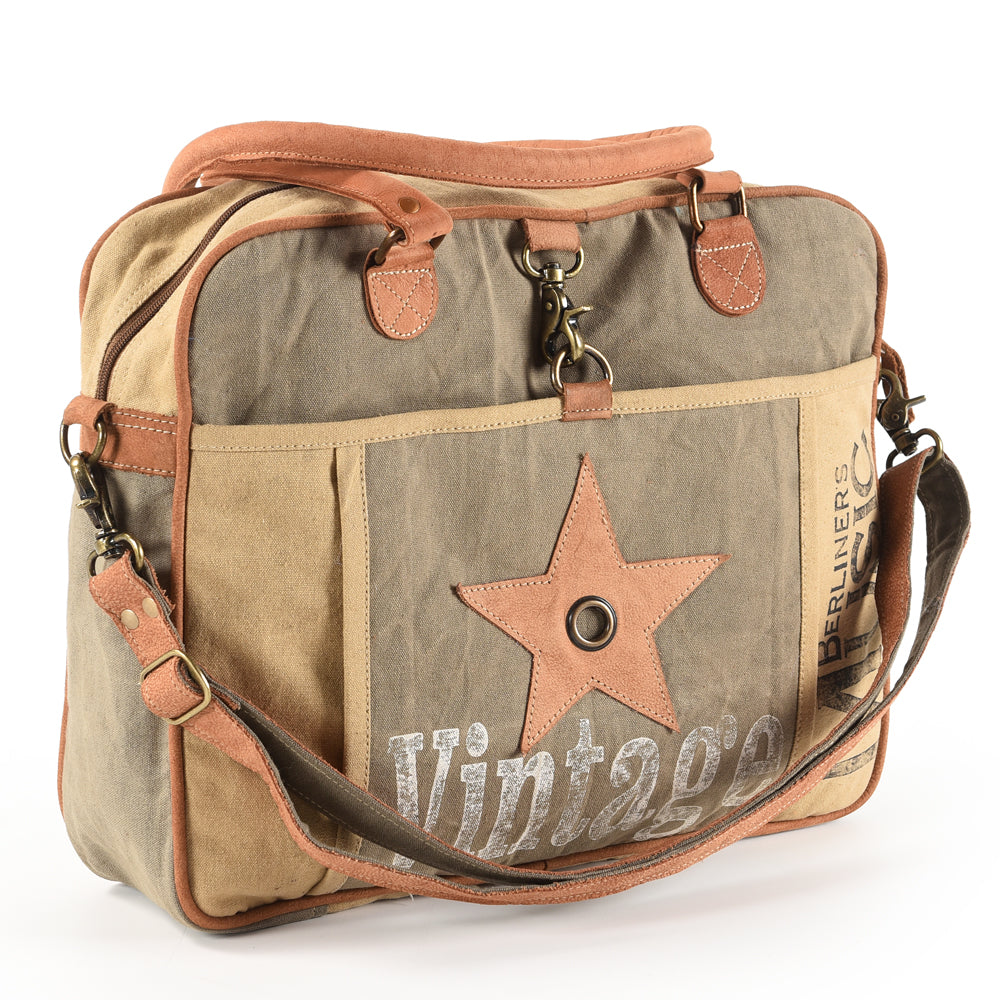 LC-OHV157  Briefcase Upcycled Canvas Ladies Bag