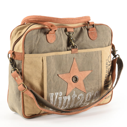 LC-OHV157  Briefcase Upcycled Canvas Ladies Bag