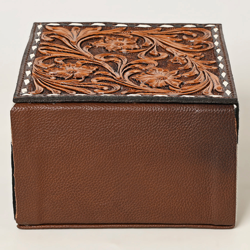 ADBGA457 American Darling Western Lockbox Tooled Leather & Cowhide Safe with Combination Lock