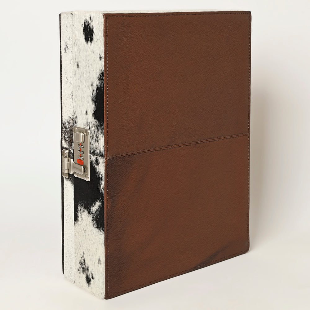 ADBGA460 American Darling Large Lockbox Tooled Leather & Cowhide Secure Organizer with Combination Lock