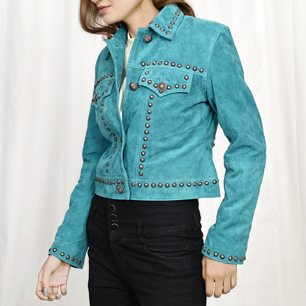 ADJKT040 Genuine Leather Women Shirt Jacket Dress