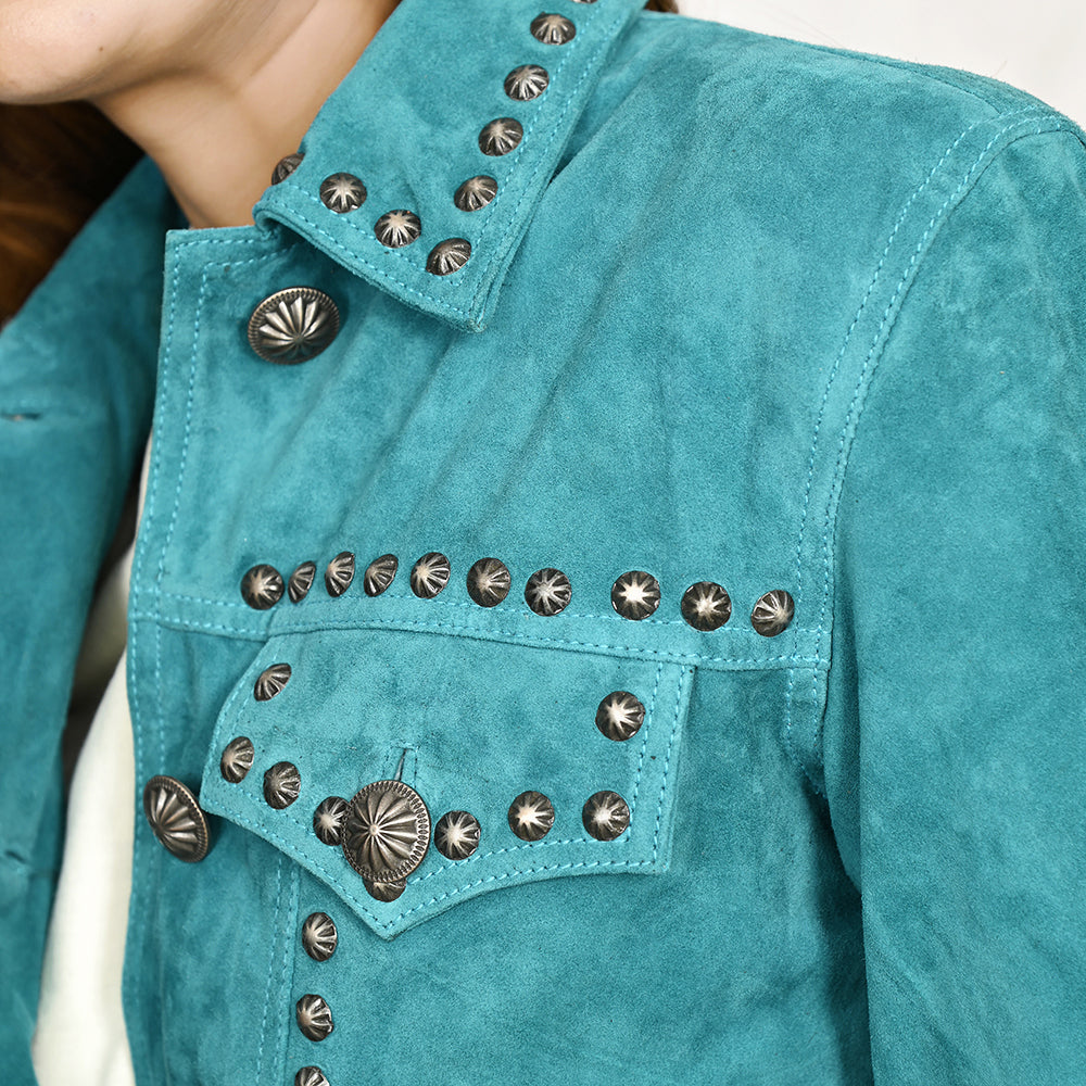 ADJKT040 Genuine Leather Women Shirt Jacket Dress