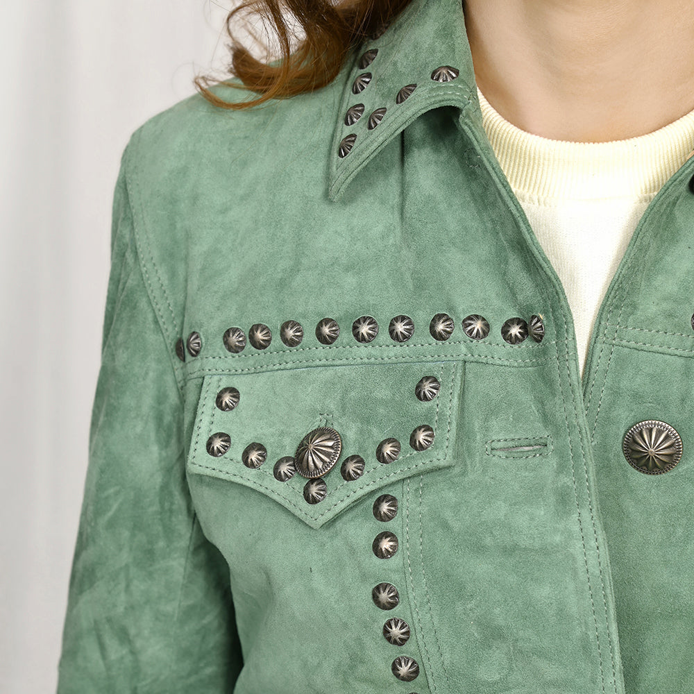ADJKT041 Genuine Leather Women Shirt Jacket Dress
