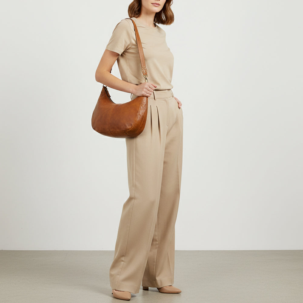 SWL128 Bronella - Leather Slouchy Hobo Bag