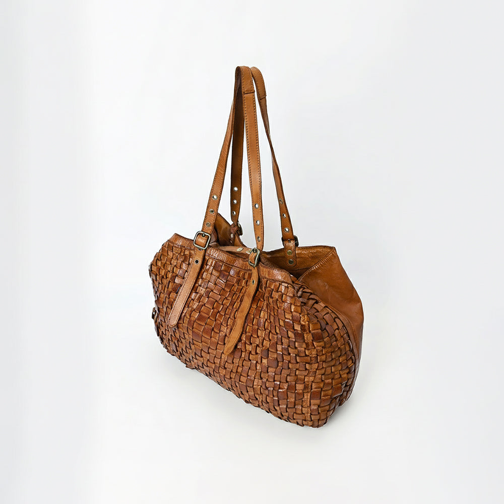 SWL132 Pelloro - Leather Woven Tote Bag