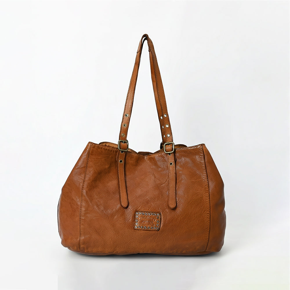 SWL132 Pelloro - Leather Woven Tote Bag