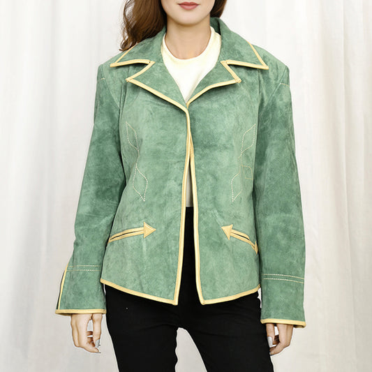 LC-ADBZ051 Genuine Leather Women shirt Blazer jacket