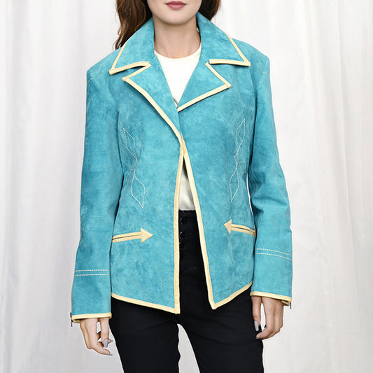 LC-ADBZ054 Genuine Leather Women shirt Blazer jacket